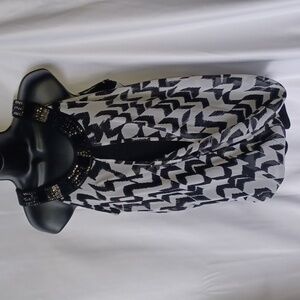 Kate & Mallory Sleeveless Blouse Layered Chiffon Top Tank, embellished,  blk&wht